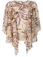 See By Chloé Tiger Print Flouncy Blouse - Neutrals