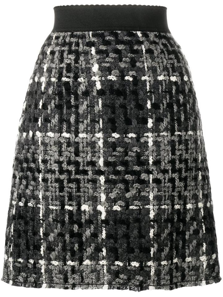 Dolce & Gabbana Knitted A-line Skirt, Women's, Size: 40, Black, Silk/cotton/wool