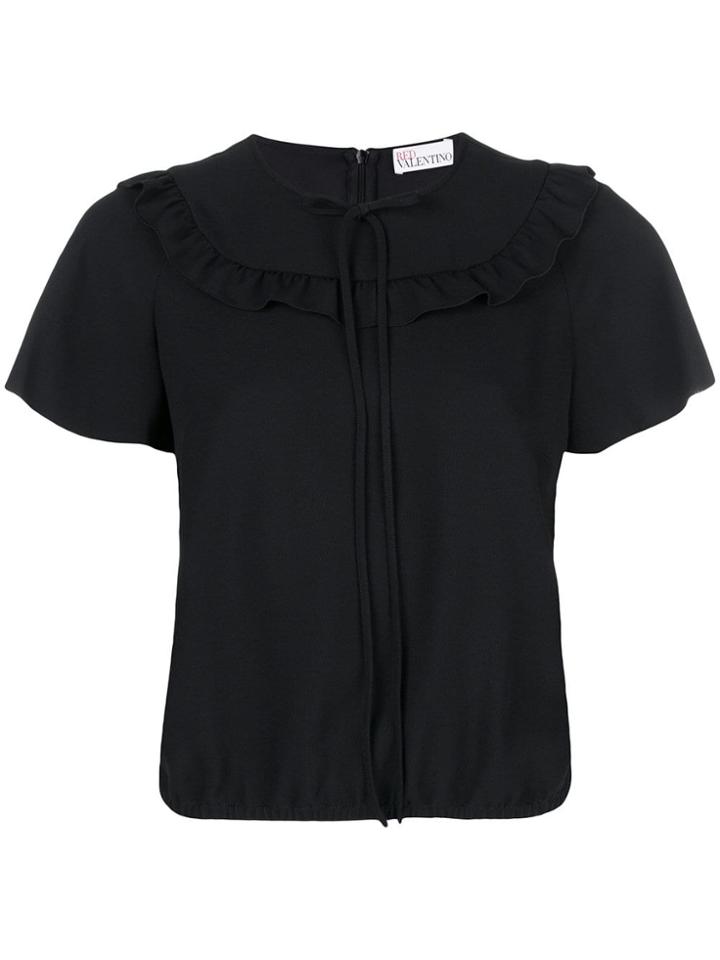 Red Valentino Ruffle Short-sleeve Blouse - Black