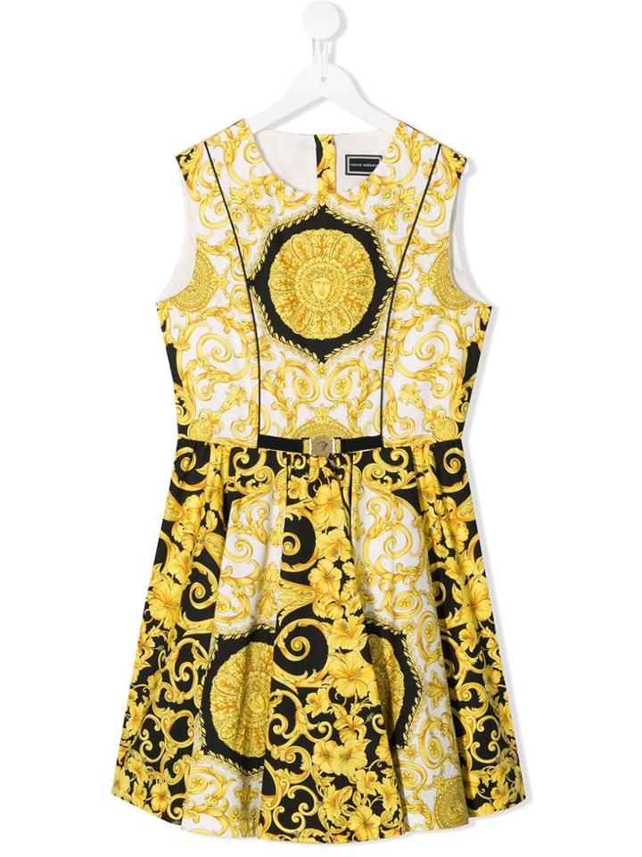 Young Versace Baroque Print Dress - White