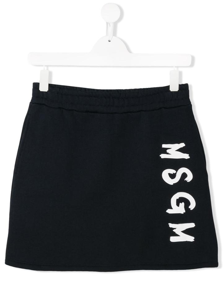 Msgm Kids Printed Logo Skirt - Blue