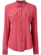 Balmain - Chest Pocket Button-up Shirt - Women - Silk - 44, Pink/purple, Silk