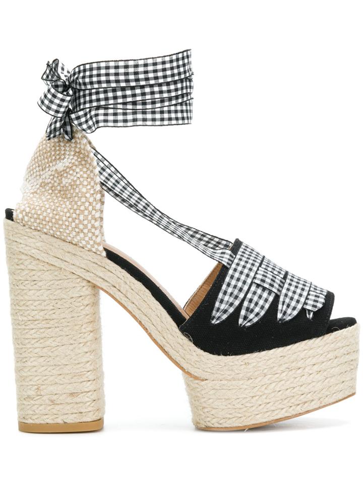 Castañer High Block Heel Peep Toe Pumps - Black