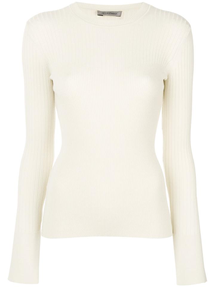 Sportmax - Ribbed-knit Sweater - Women - Polyester/viscose - M, Nude/neutrals, Polyester/viscose