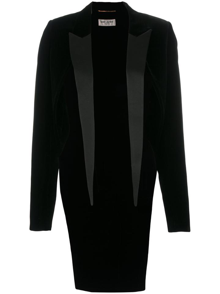 Saint Laurent Lapel Tailcoat Blazer - Black