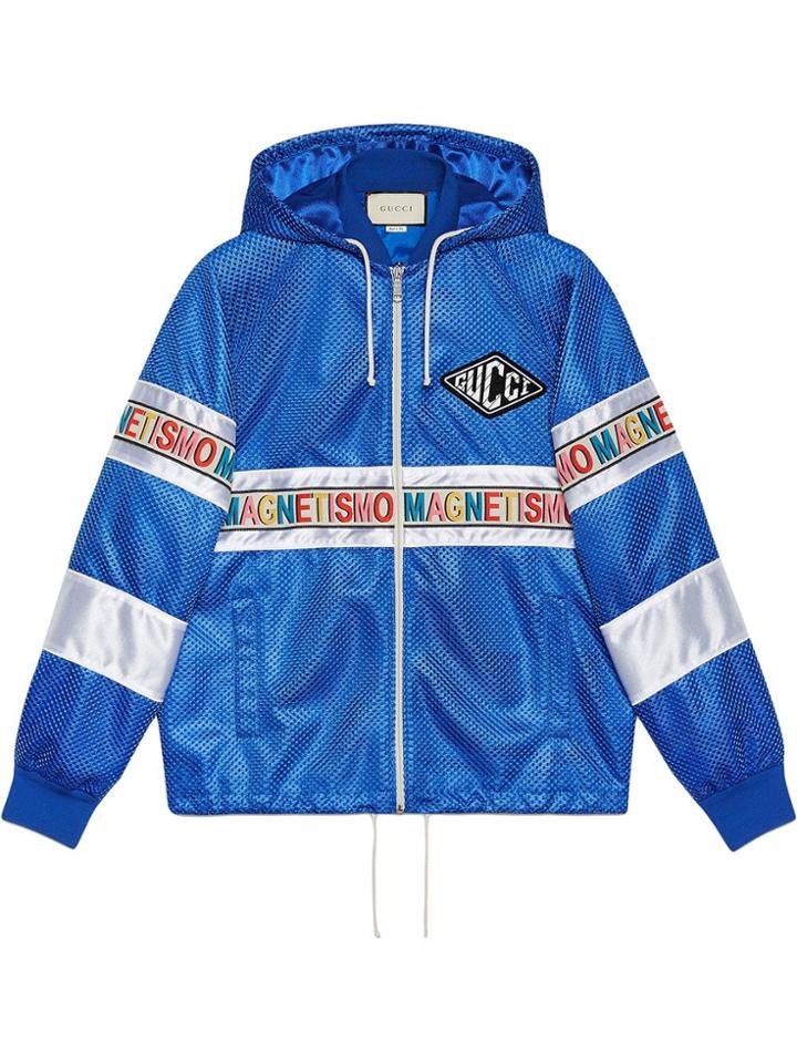 Gucci Net Jacket With Magnetismo Stripe - Blue