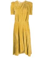 Isabel Marant Fanao Ruched Velvet Dress - Yellow
