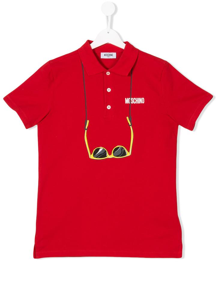 Moschino Kids Teen Sunglasses Print Polo Shirt - Red