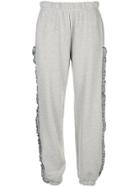 Sandy Liang Gingham Ruffle Track Pants - Grey