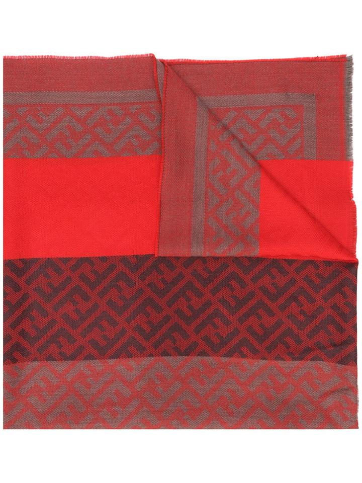 Fendi Jacquard Logo Print Scarf - Red
