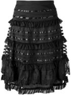 Temperley London Ruffled A-line Skirt, Women's, Size: 12, Black, Cotton/silk/nylon