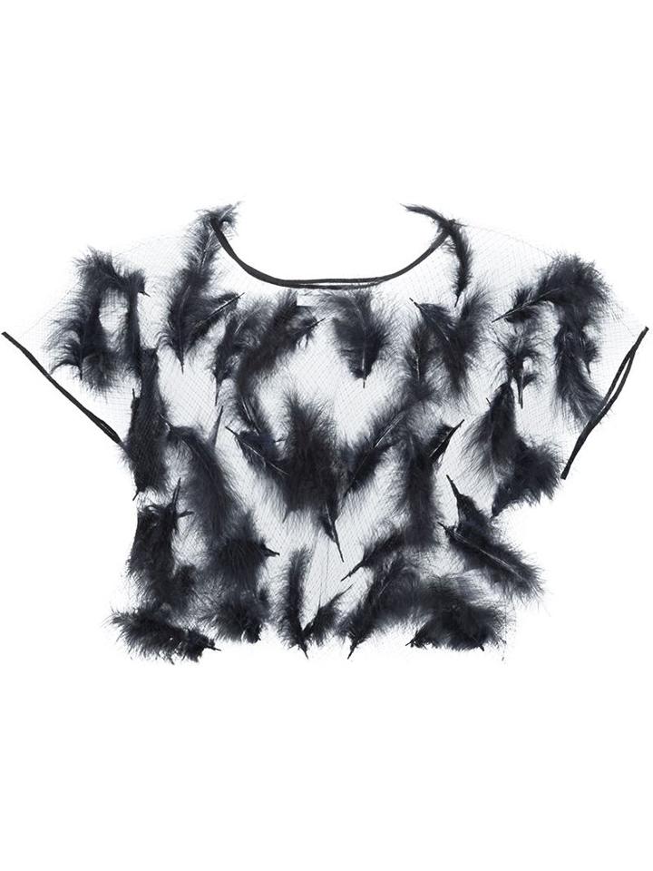 Julien David Feather Embellished Top