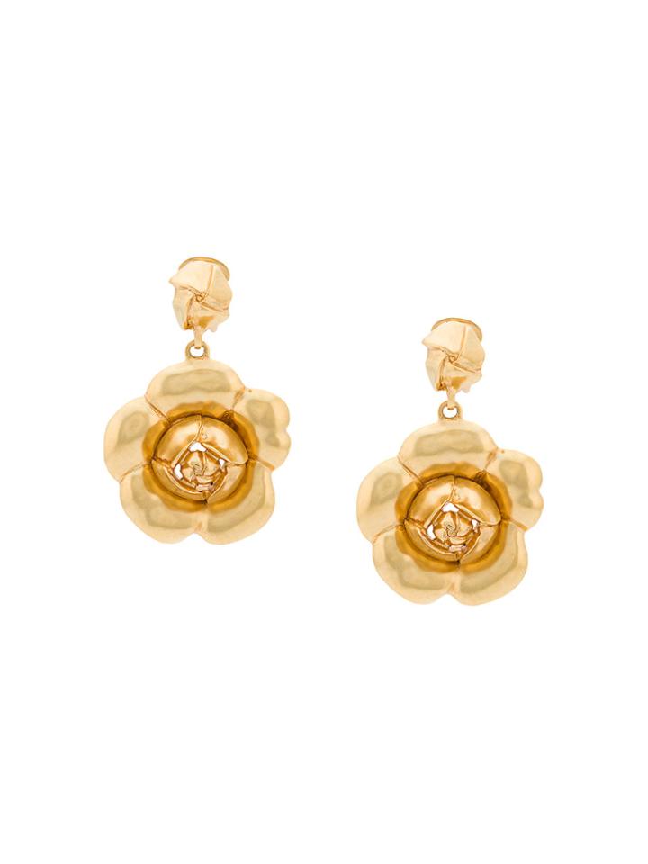 Oscar De La Renta Gardenia Drop Earrings - Metallic