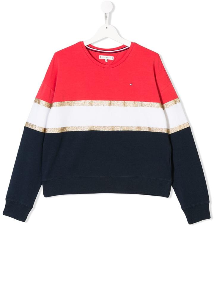 Tommy Hilfiger Junior Teen Glitter Stripe Sweatshirt - Red