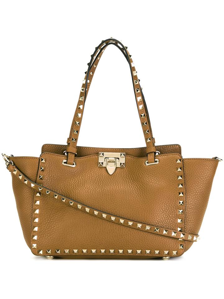 Valentino - Valentino Garavani Rockstud Trapeze Tote - Women - Leather - One Size, Women's, Brown, Leather