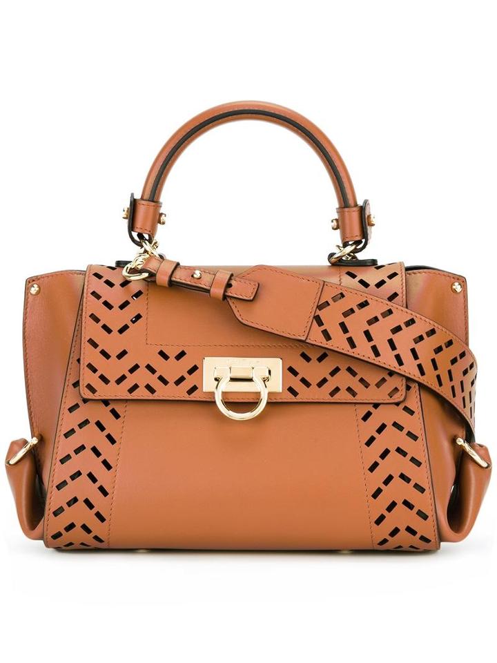 Salvatore Ferragamo 'sofia' Tote, Brown, Calf Leather