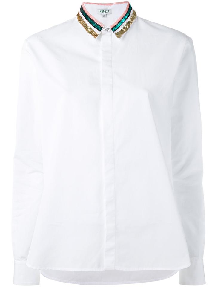 Kenzo - Sequin Collar Shirt - Women - Cotton - 38, White, Cotton