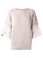 See By Chloé Guipure Sleeve Jumper, Women's, Size: Medium, Nude/neutrals, Cotton