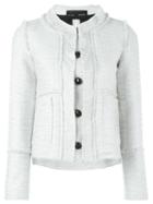 Proenza Schouler Frayed Bouclé Jacket, Women's, Size: 8, Grey, Cotton/acrylic/nylon/polyester