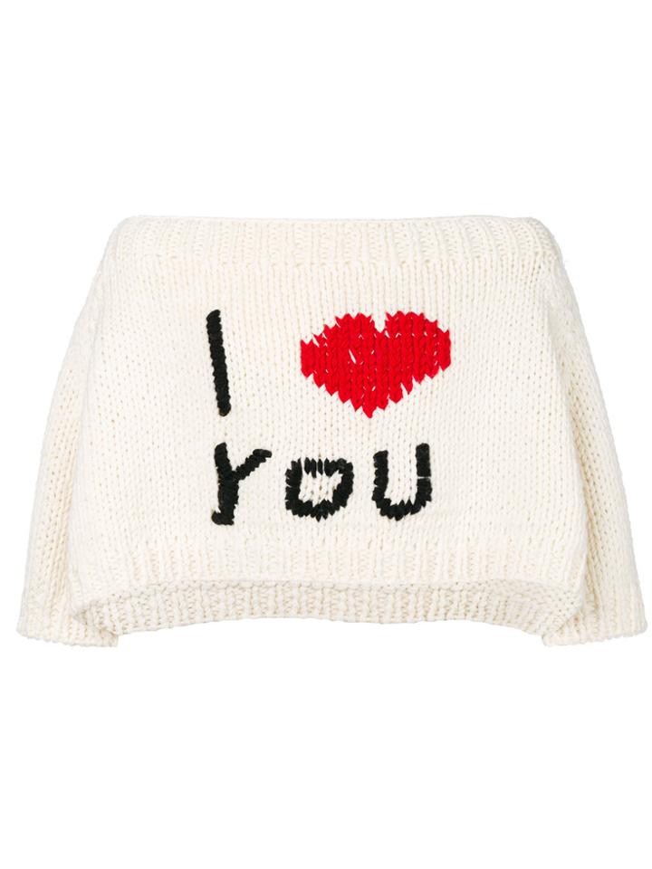 Raf Simons I Love You Cropped Jumper - White