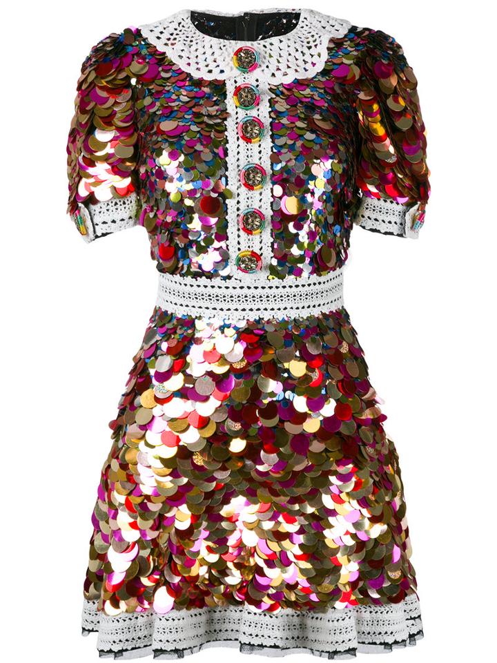 Dolce & Gabbana - Sequinned Dress - Women - Cotton/polyamide/spandex/elastane/pvc - 38, Cotton/polyamide/spandex/elastane/pvc
