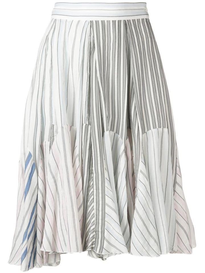 Jw Anderson Striped Midi Skirt - White