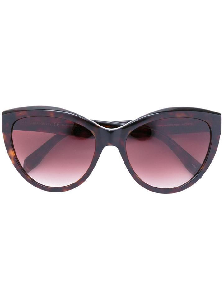 Alexander Mcqueen Eyewear Mini Rivets Oversized Sunglasses - Brown