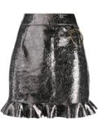 Fausto Puglisi Cracked Leather Skirt - Metallic