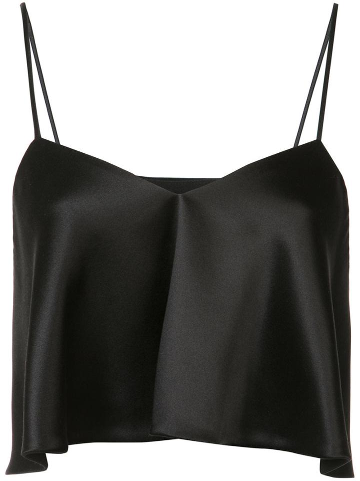 Brandon Maxwell Flared Crop Top, Women's, Size: 6, Black, Silk