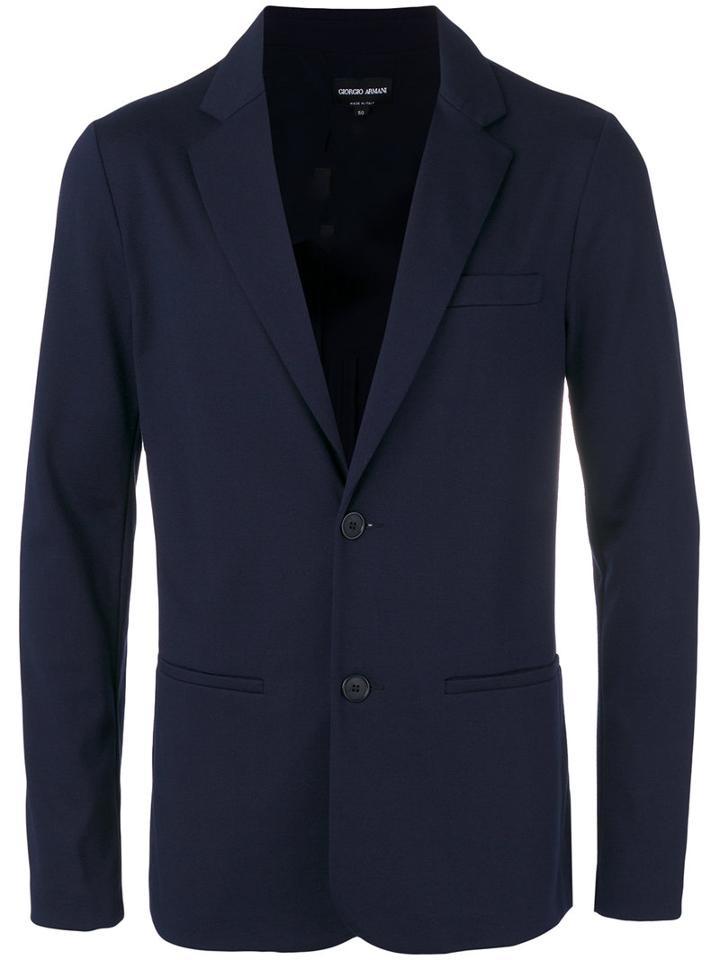 Giorgio Armani Welt Pocket Blazer, Men's, Size: 54, Blue, Viscose/polyamide/spandex/elastane/cupro