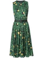 Akris - Floral Print Flared Dress - Women - Cotton - 10, Green, Cotton