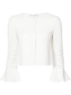 Oscar De La Renta Detailed Sleeve Cropped Jacket - White