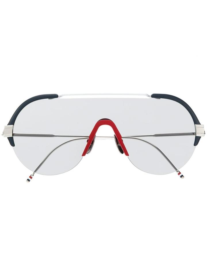 Thom Browne Eyewear Navy, White, Red & Silver Sunglasses
