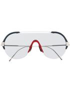 Thom Browne Eyewear Navy, White, Red & Silver Sunglasses