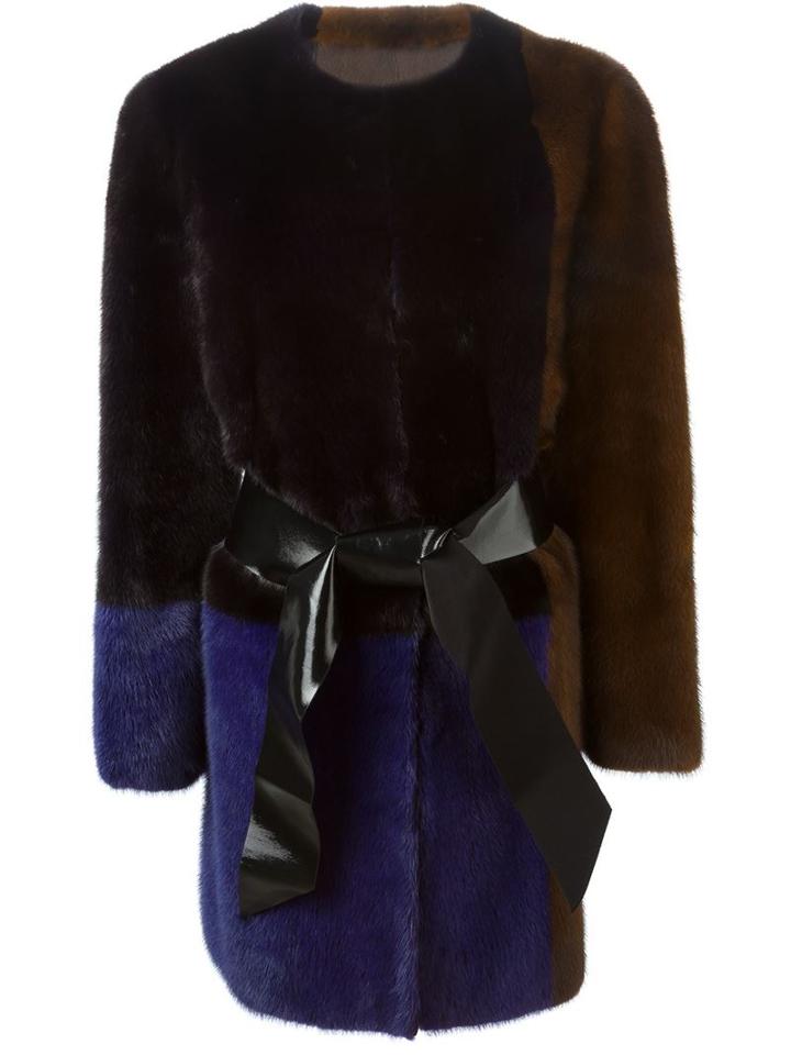 Blancha Colour Block Belt Coat