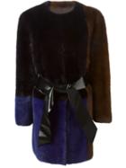 Blancha Colour Block Belt Coat