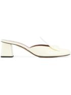 Rayne Square Toe Block Heel Mules - White