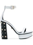 Versace Embellished Heel Sandals - White