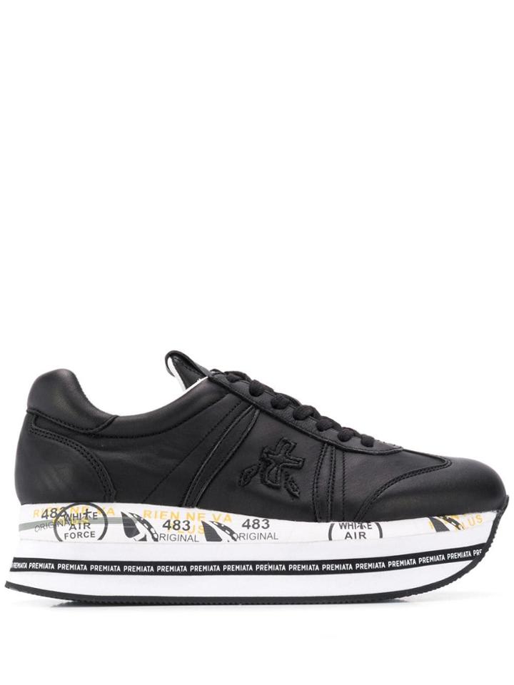White Premiata Flatform Sneakers - Black