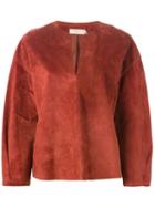 Tory Burch Leather Peasant Blouse