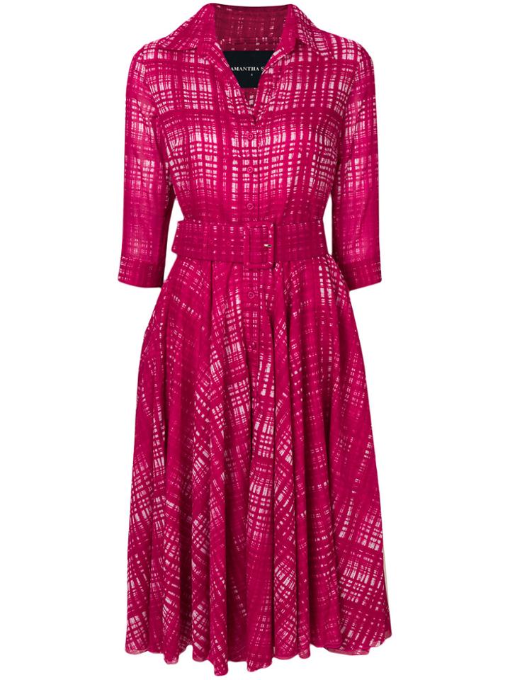 Samantha Sung Flared Midi Dress - Pink & Purple