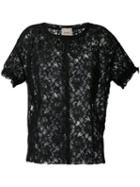Nude - Short Sleeve Lace Top - Women - Cotton/polyester - 42, Black, Cotton/polyester