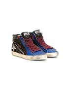 Golden Goose Deluxe Brand Kids Slide Hi-top Sneakers, Boy's, Size: 35, Blue