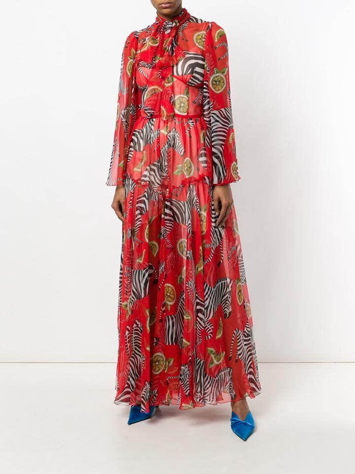 Dolce & Gabbana Zebra And Lemon Print Jumpsuit - Red