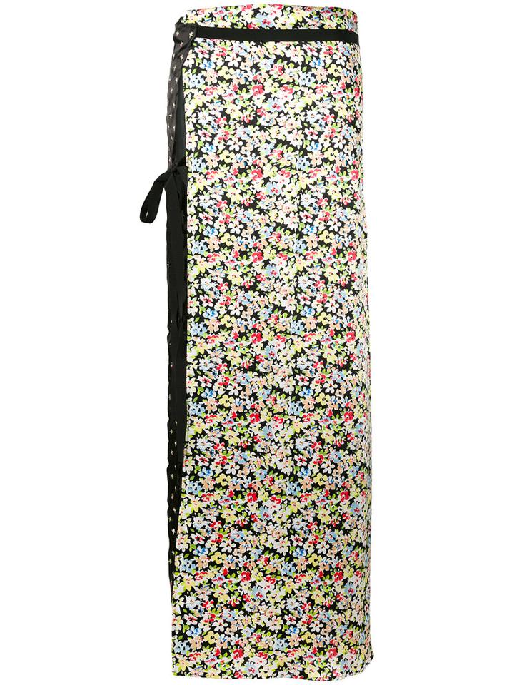 Attico - Side-slit Contrast Maxi Skirt - Women - Silk/polyester - I, Black, Silk/polyester
