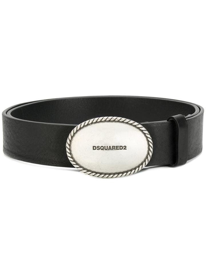 Dsquared2 Embossed Metal Buckle Belt - Black