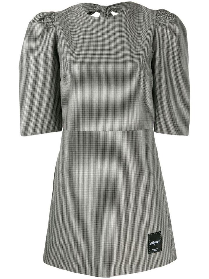 Msgm Short Houndsdtooth Dress - Black