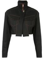 Proenza Schouler Topstitch Denim Cropped Jacket - Black