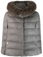 Herno Faux Fur Collar Puffer Jacket - Grey