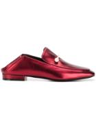 Coliac Pearl Embellished Loafers - Red